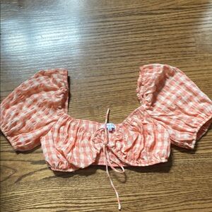 Emory Park Coral Gingham Top